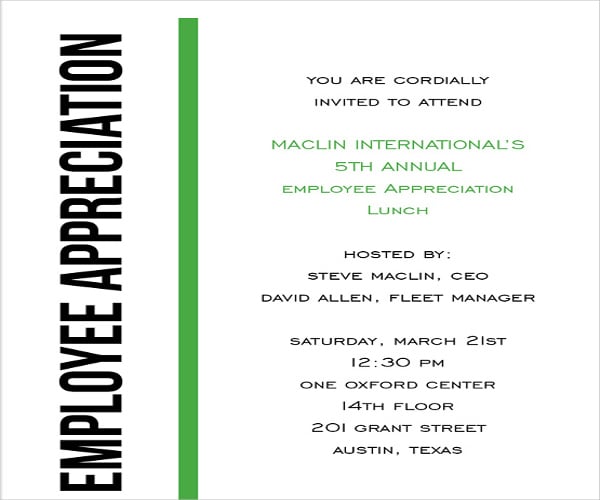 employee recognition event invitation
