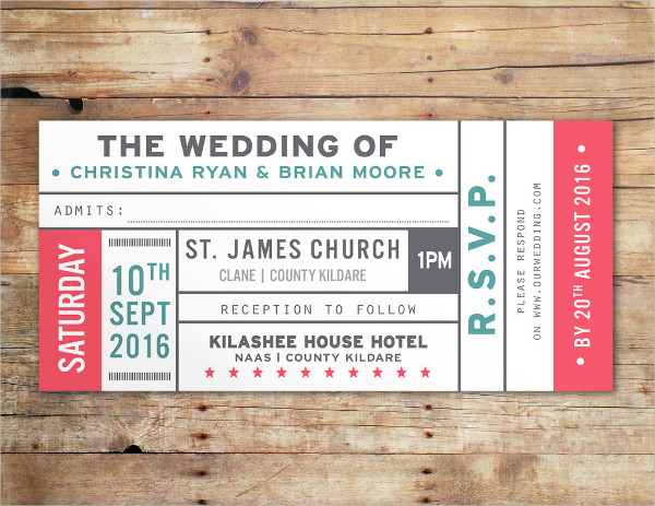 vintage ticket wedding invitations