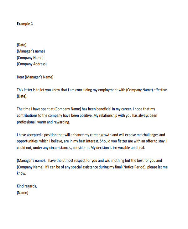 employee email resignation letter