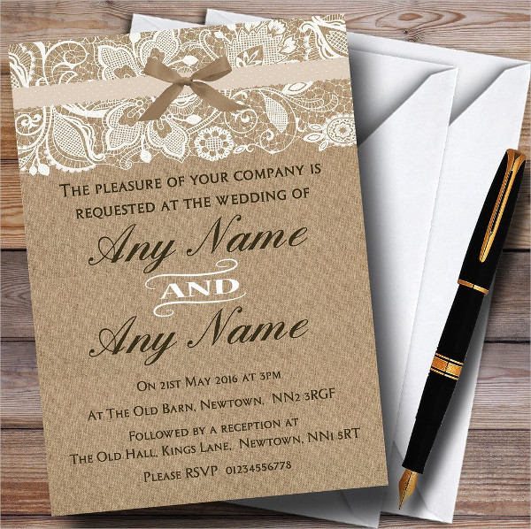 Burlap Vintage Wedding Invitations
