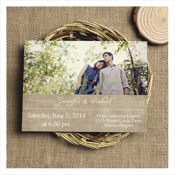 Burlap Photo Wedding Invitations