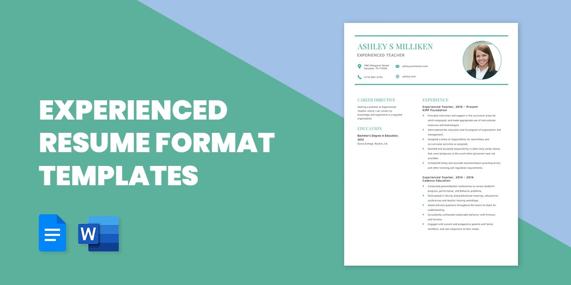 best experience resume format download