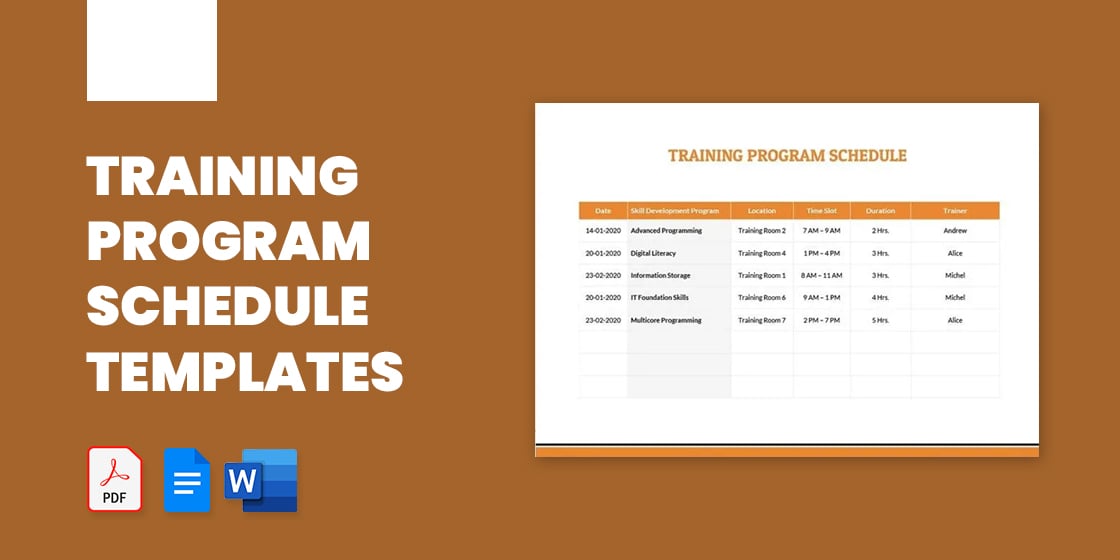 Training Program Schedule Template - 6+ Free Word, PDF Format