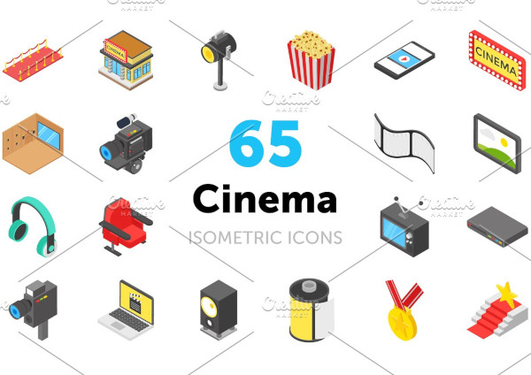 cinema isometric icons