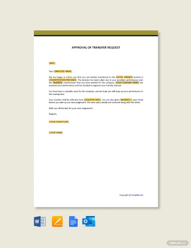 approval of transfer request template