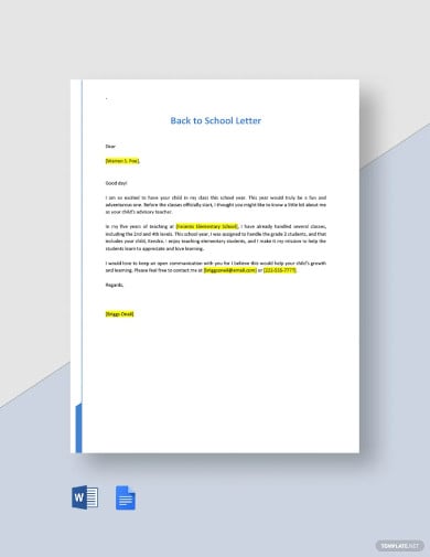 back to school letter template