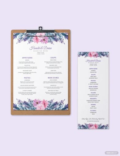 buffet wedding menu template