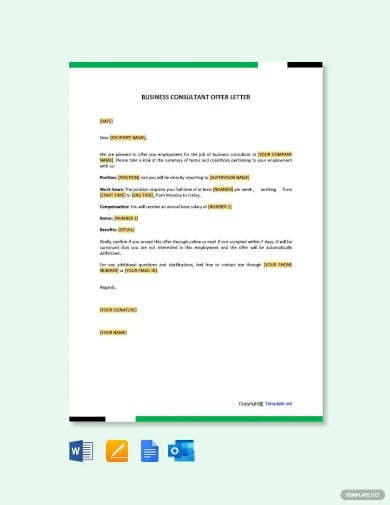 business consultant offer letter template