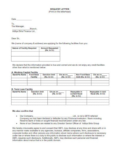 business loan request letter for bank