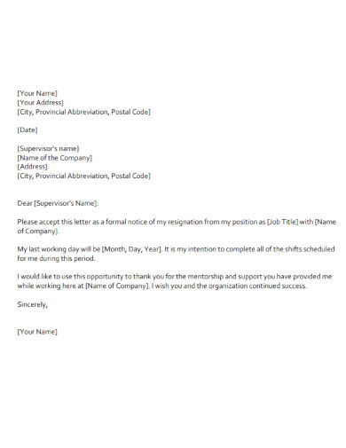 14+ Resignation Letter With 30 Day Notice Template - PDF, Word, Apple ...