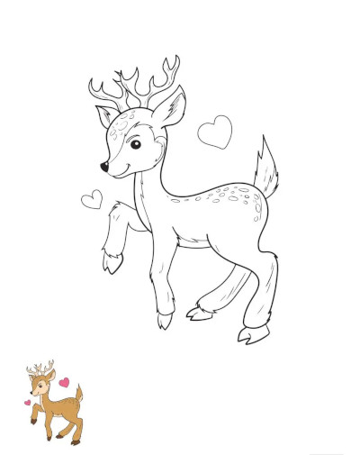 cartoon deer coloring page