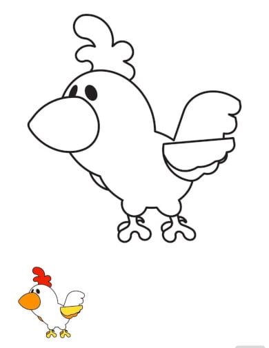 chicken cartoon coloring page template