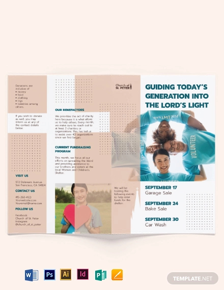 church fundraiser bi fold brochure template