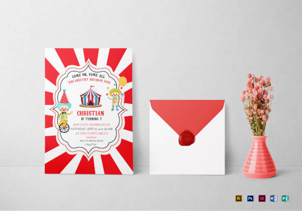 circus box birthday invitation template