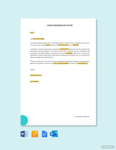 Coach Resignation Letter - 12+ Word, PDF Documents Download