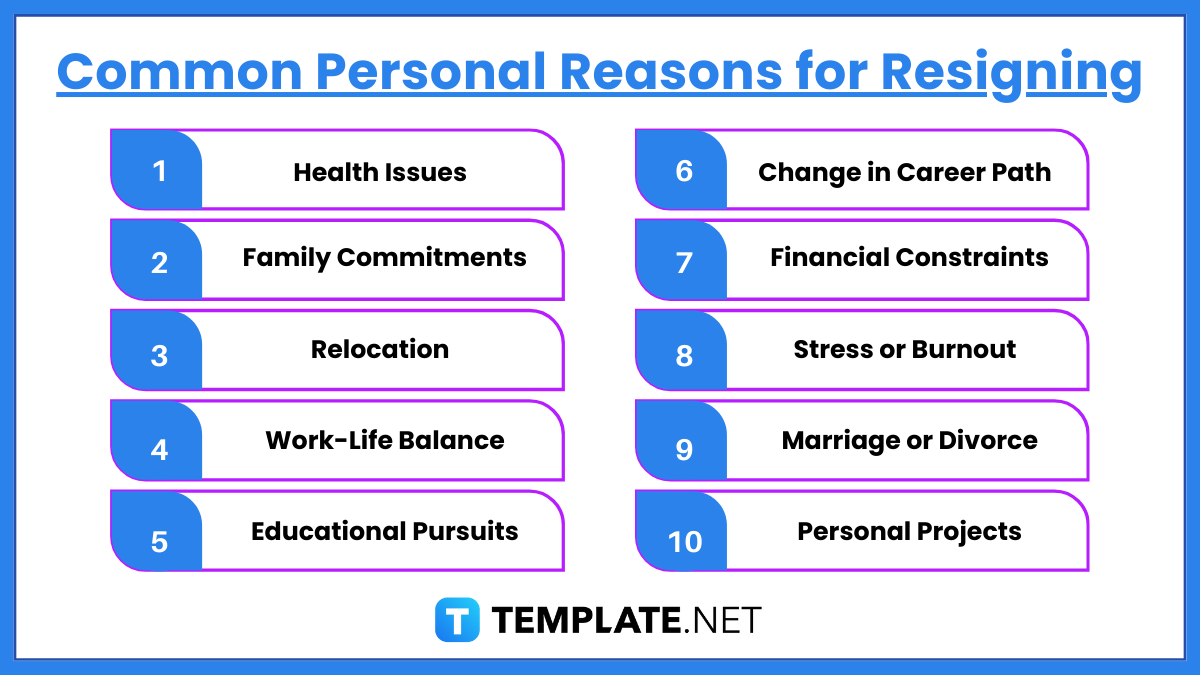 common personal reasons for resigning