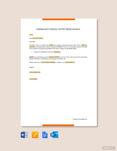 community service letter from church template