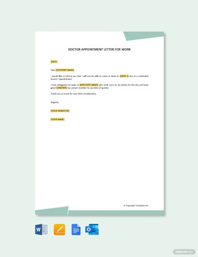 doctor appointment letter for work template