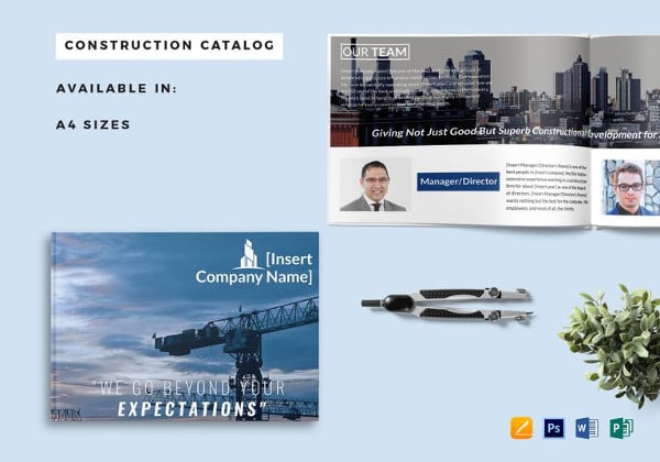 easy to print construction company catalog template