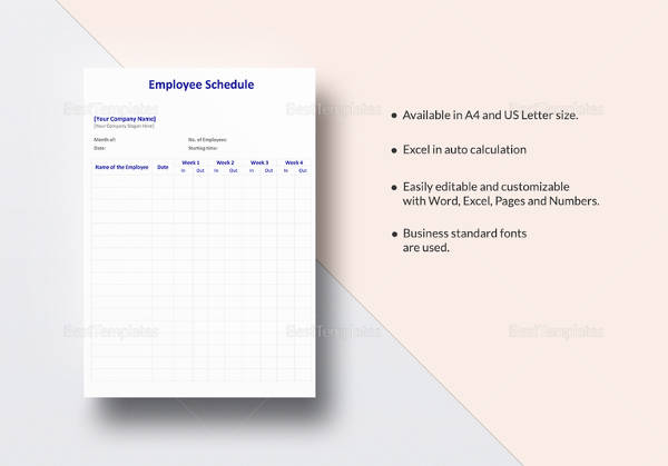 employee schedule template in ms excel