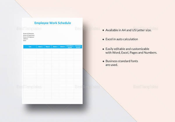 employee work schedule template to edit