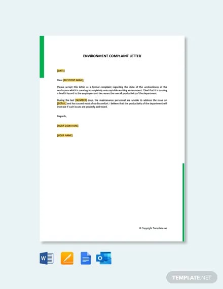 environment complaint letter template