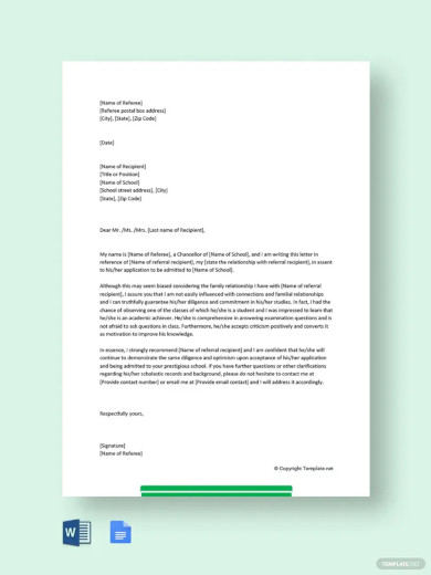 School Reference Letter Template - 12+ Word, PDF Documents Download ...