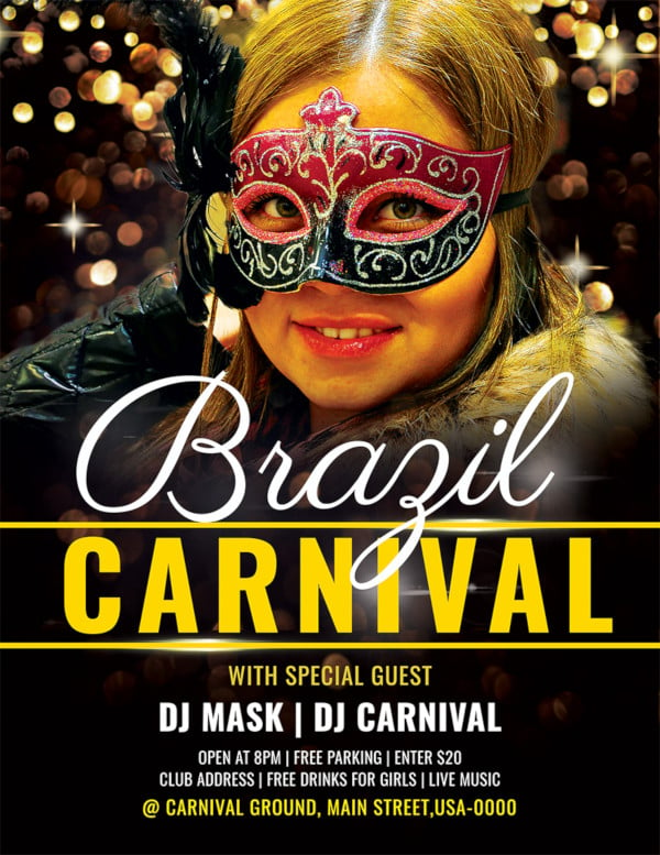 free brazil carnival flyer template