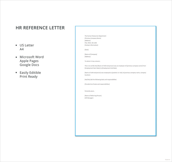 11+ HR Reference Letter Templates - Free Word, PDF Format Download!