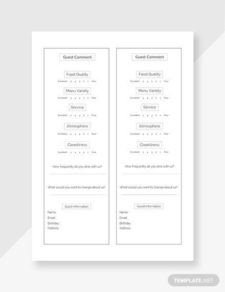 free hotel comment card template