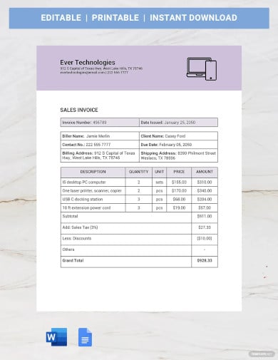 free professional invoice book template