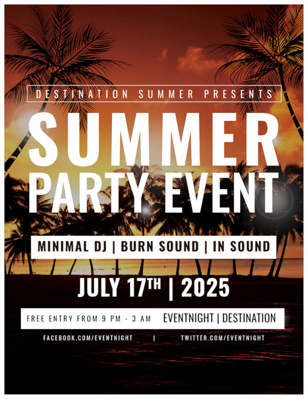 free summer party event template