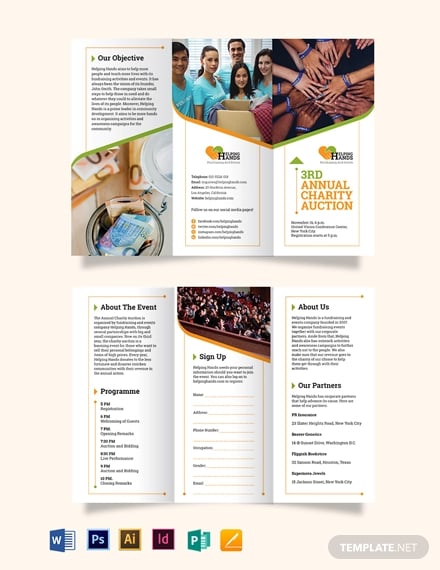 fundraising event tri fold brochure template