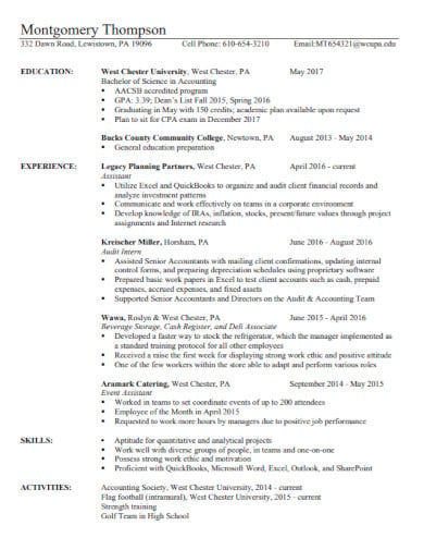 graduate resume for banking