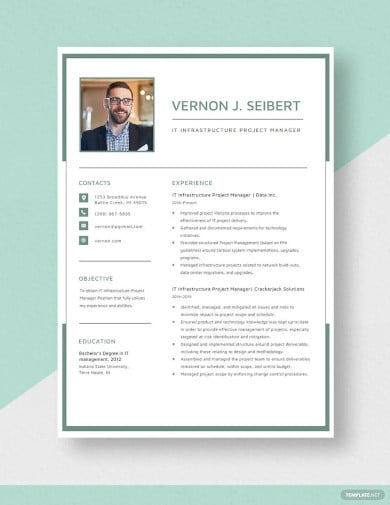 it infrastructure project manager resume template