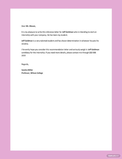 Internship Reference Letter Templates- 12+ Free Word, PDF Format ...