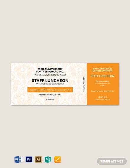 luncheon food ticket template
