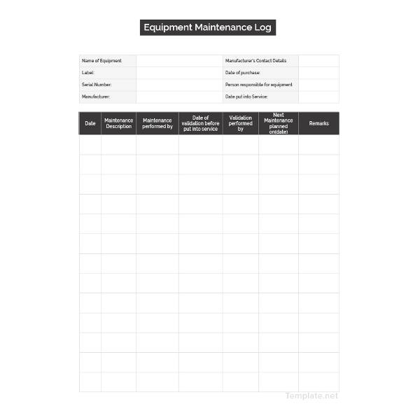maintenance log template