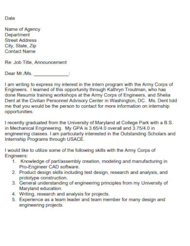 mechanical engineering experience letter