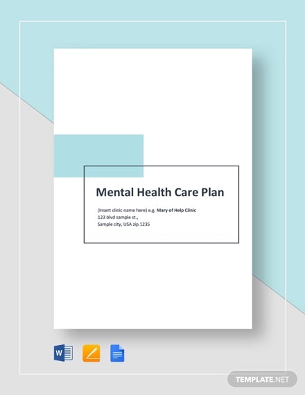 mental health care plan template