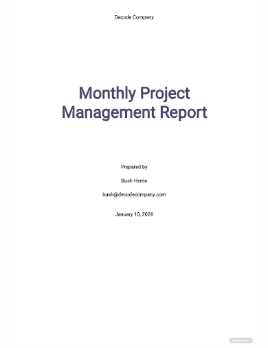 monthly project manager report template
