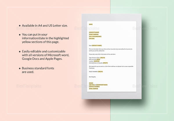 Claim Letter Template - 9+ Free Sample, Example Format 