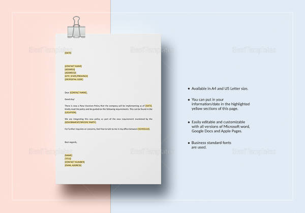 10+ Vacation Letter Template - Free Sample, Example Format Download