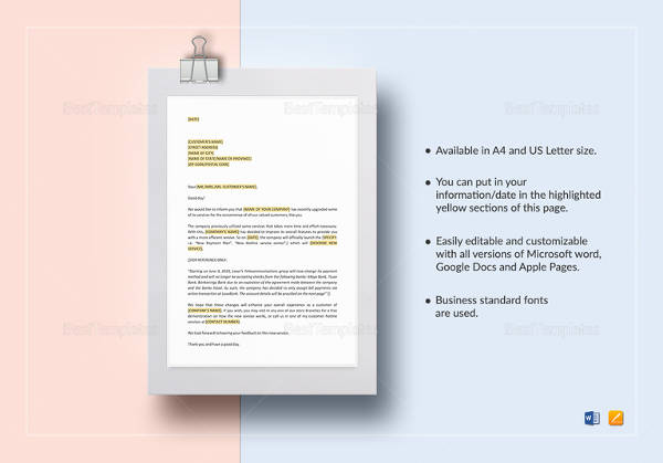 Service Letter Template - 11+ Free Sample, Example Format Download ...