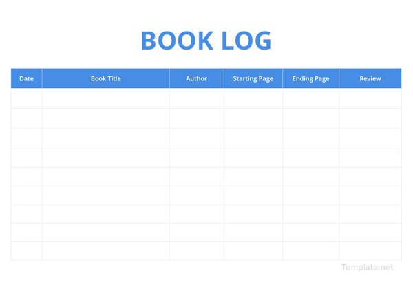 reading log template