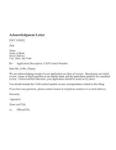 receipt lease acknowledgement letter