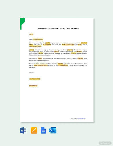 Internship Reference Letter Templates- 12+ Free Word, PDF Format Download!