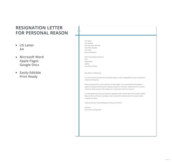 32+ Resignation Letter Format - PDF, DOC, iPage | Free & Premium Templates