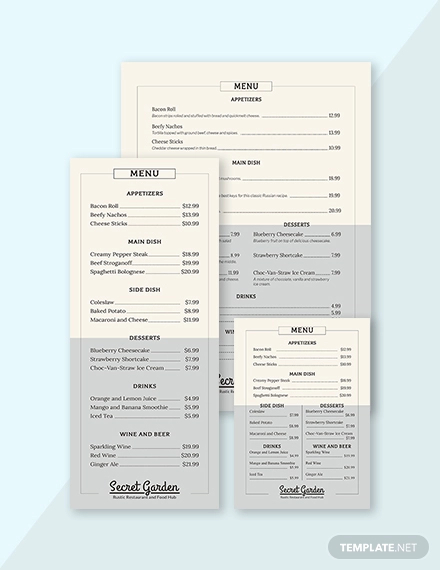 rustic menu template