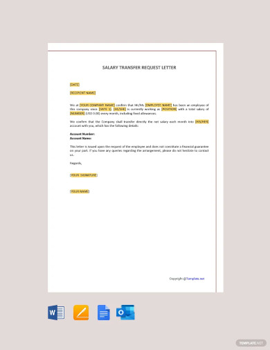 salary transfer request letter template